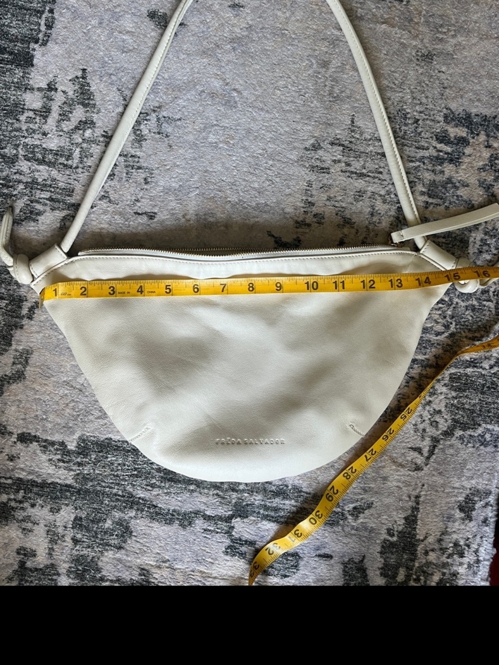 Freda Salvador Cream Half-Moon Leather Shoulder Bag - Picture 5 of 8